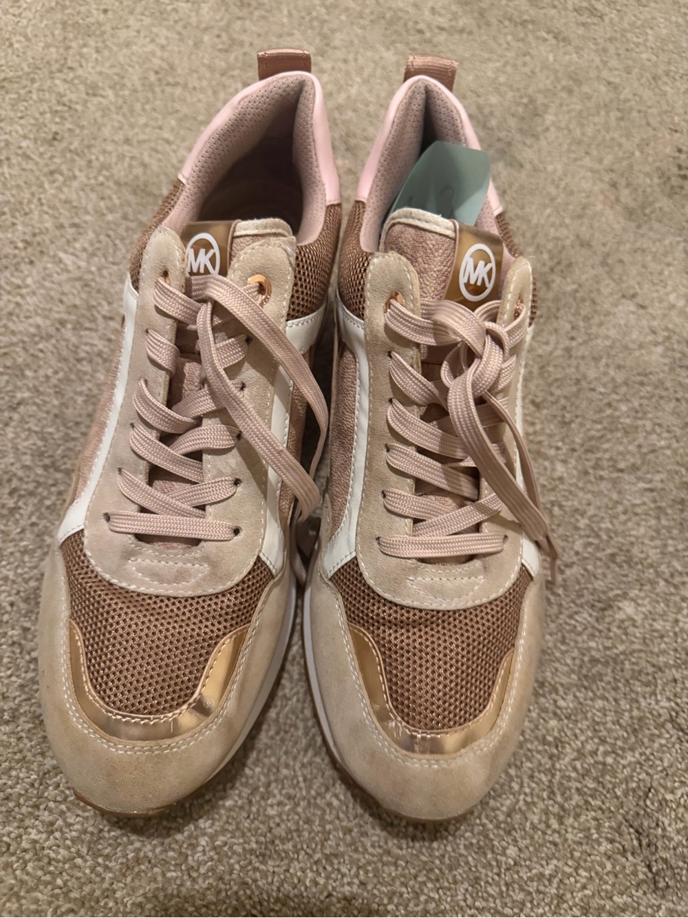 Michael Kors Pink and Rose Gold Mixed-Material Sneakers